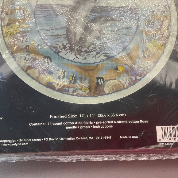 VTG 90's Janlynn Bottlenose Dolphins Counted Cross Stitch Kit 14"x14" Ocean - Picture 3 of 8